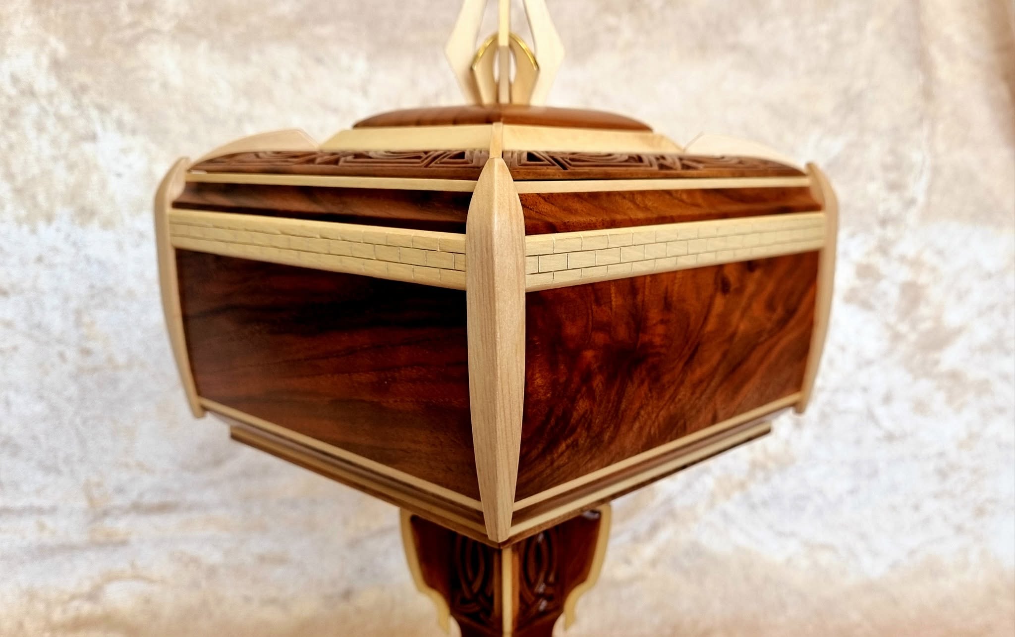 Secret Compartment Box — body with carved knotwork band