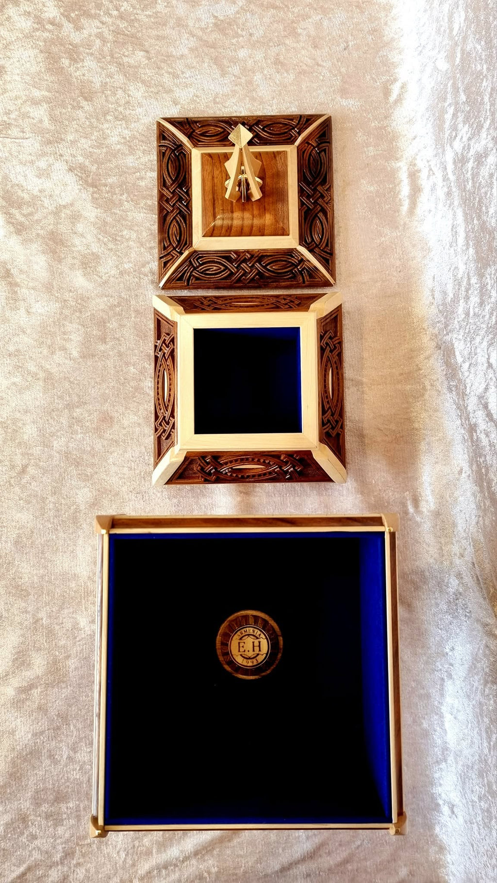 Secret Compartment Box — blue velvet interior