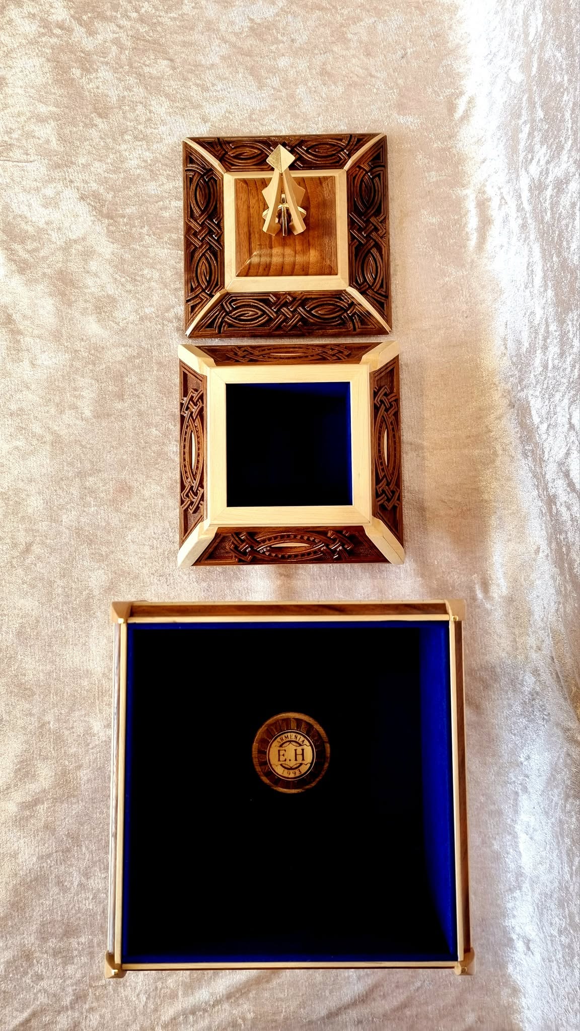 Secret Compartment Box — blue velvet interior