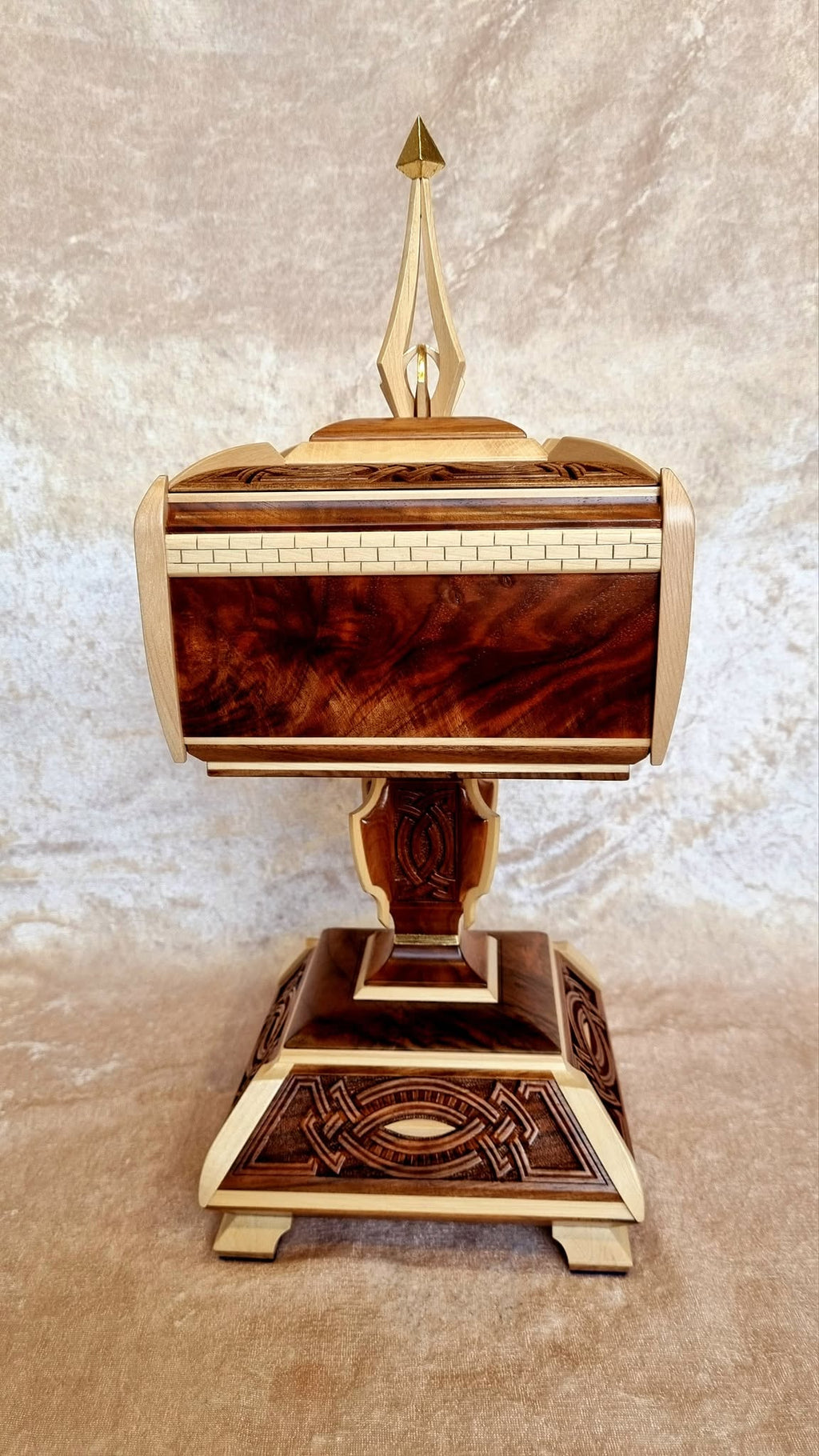 Secret Compartment Box — front view with walnut figure