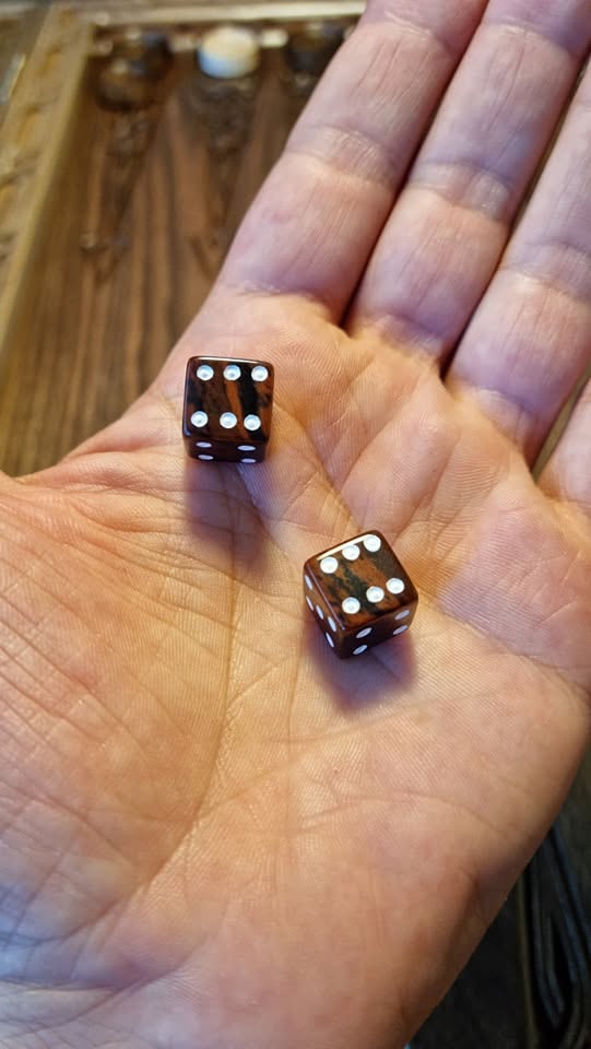 The hand-carved dice