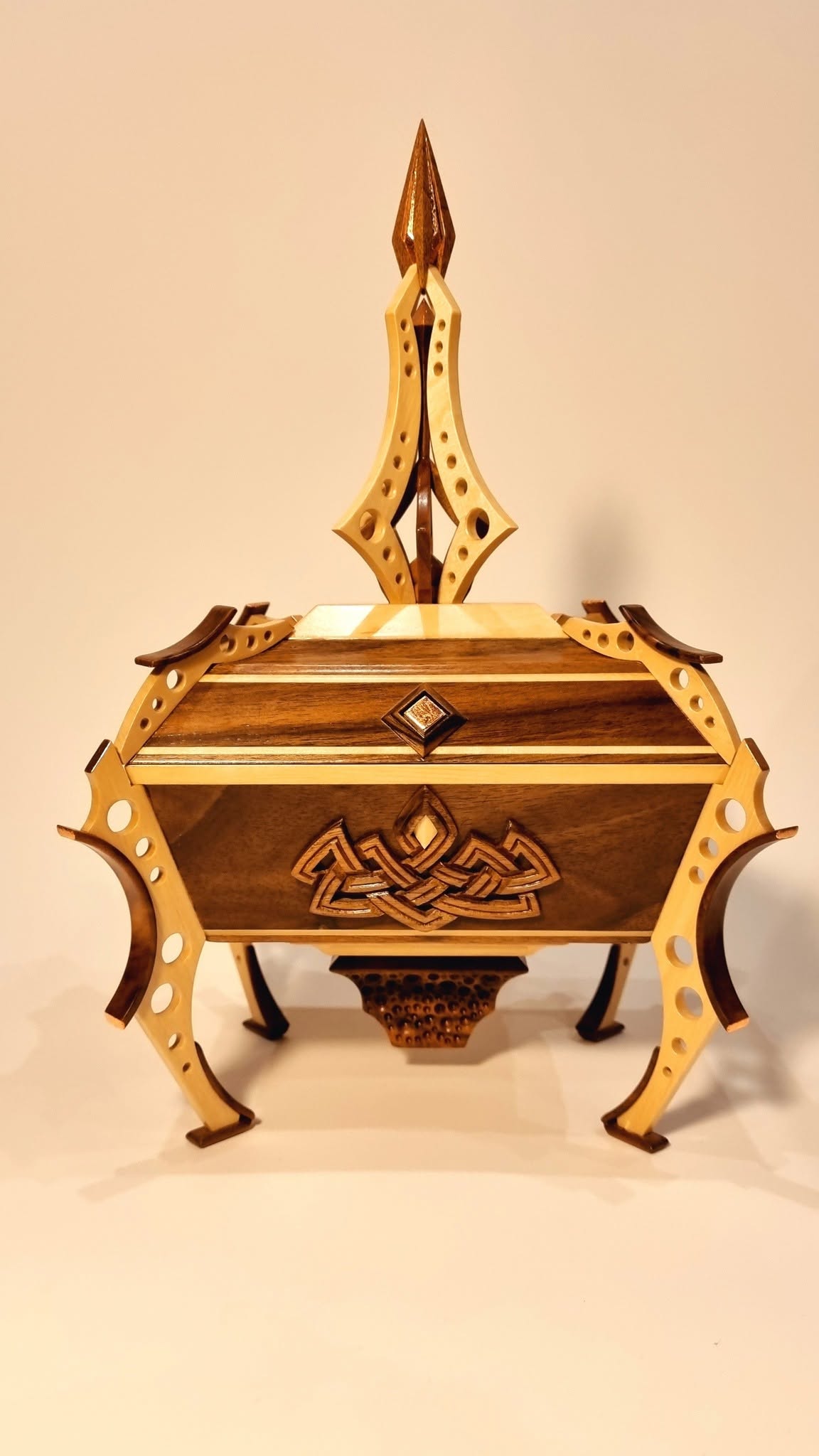 The Alien's Vessel — hand-carved walnut and hornbeam box by Edgar Hovhannisyan