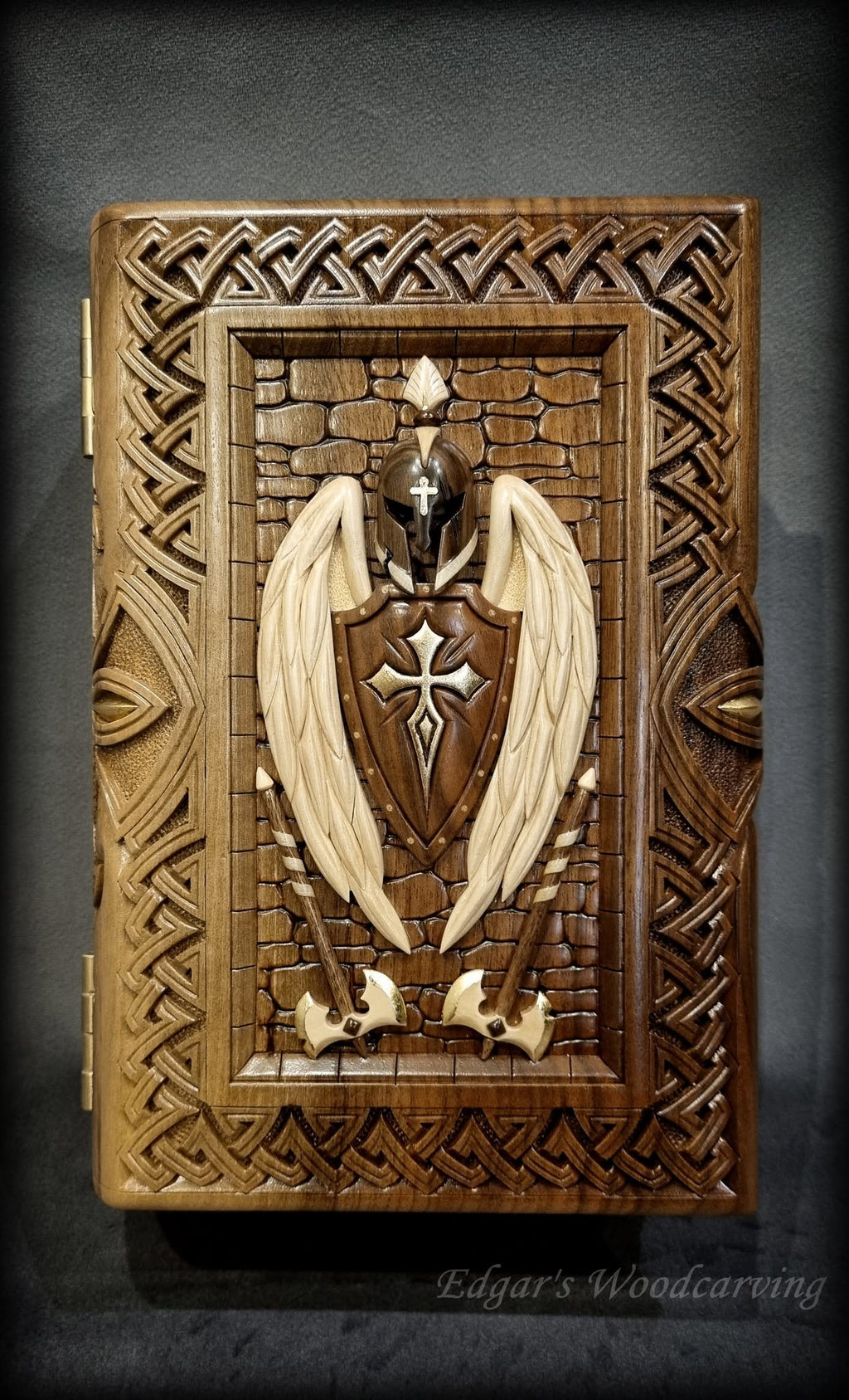 Angel Knight Guardian book-box — front cover with winged shield and helmet