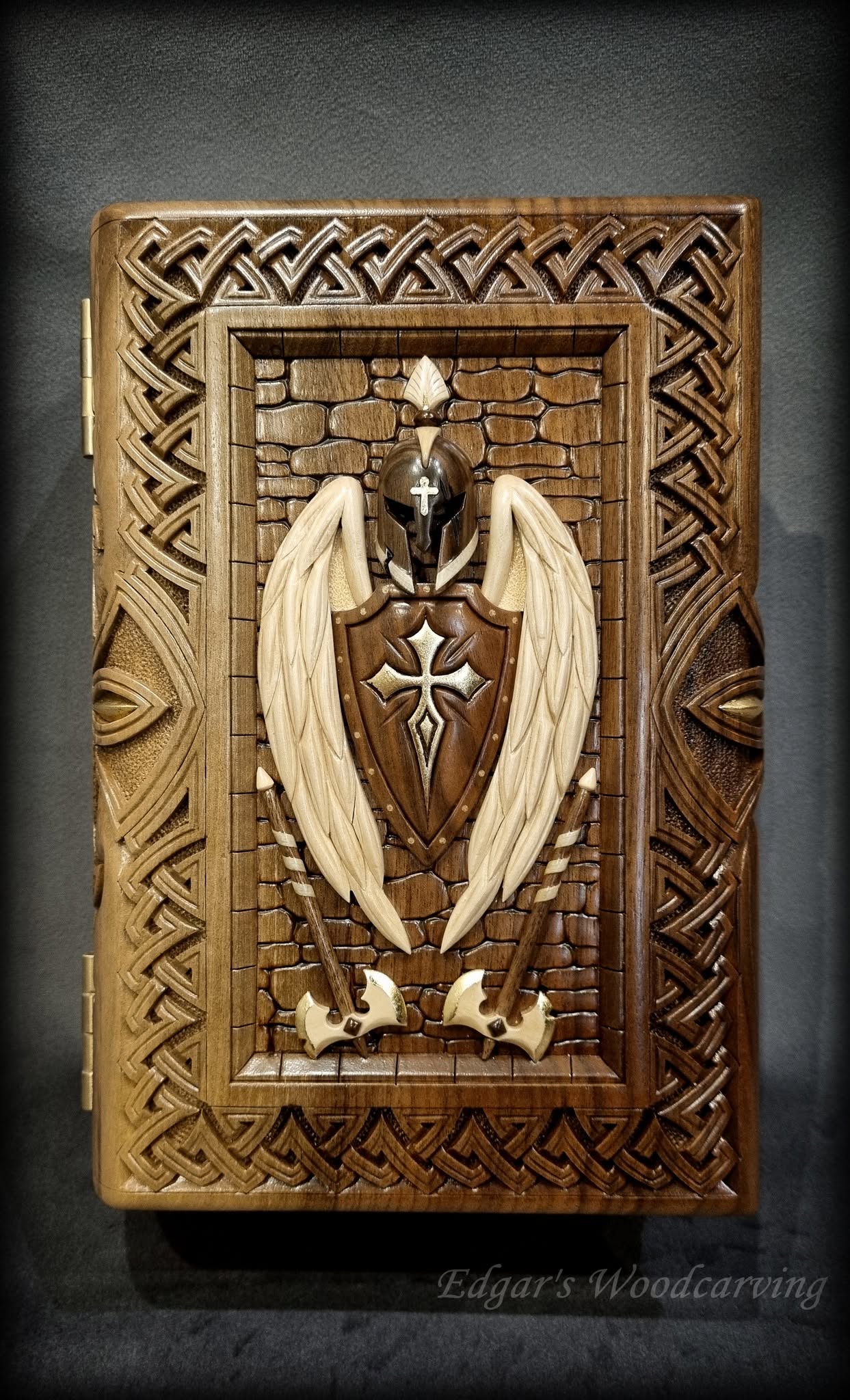 Angel Knight Guardian book-box — front cover with winged shield and helmet