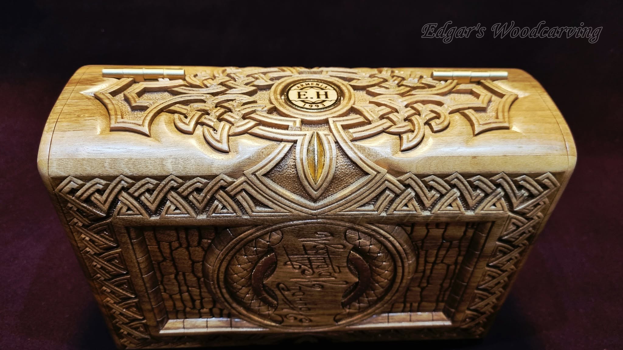 Spine with gilt knotwork and E.H. maker's mark