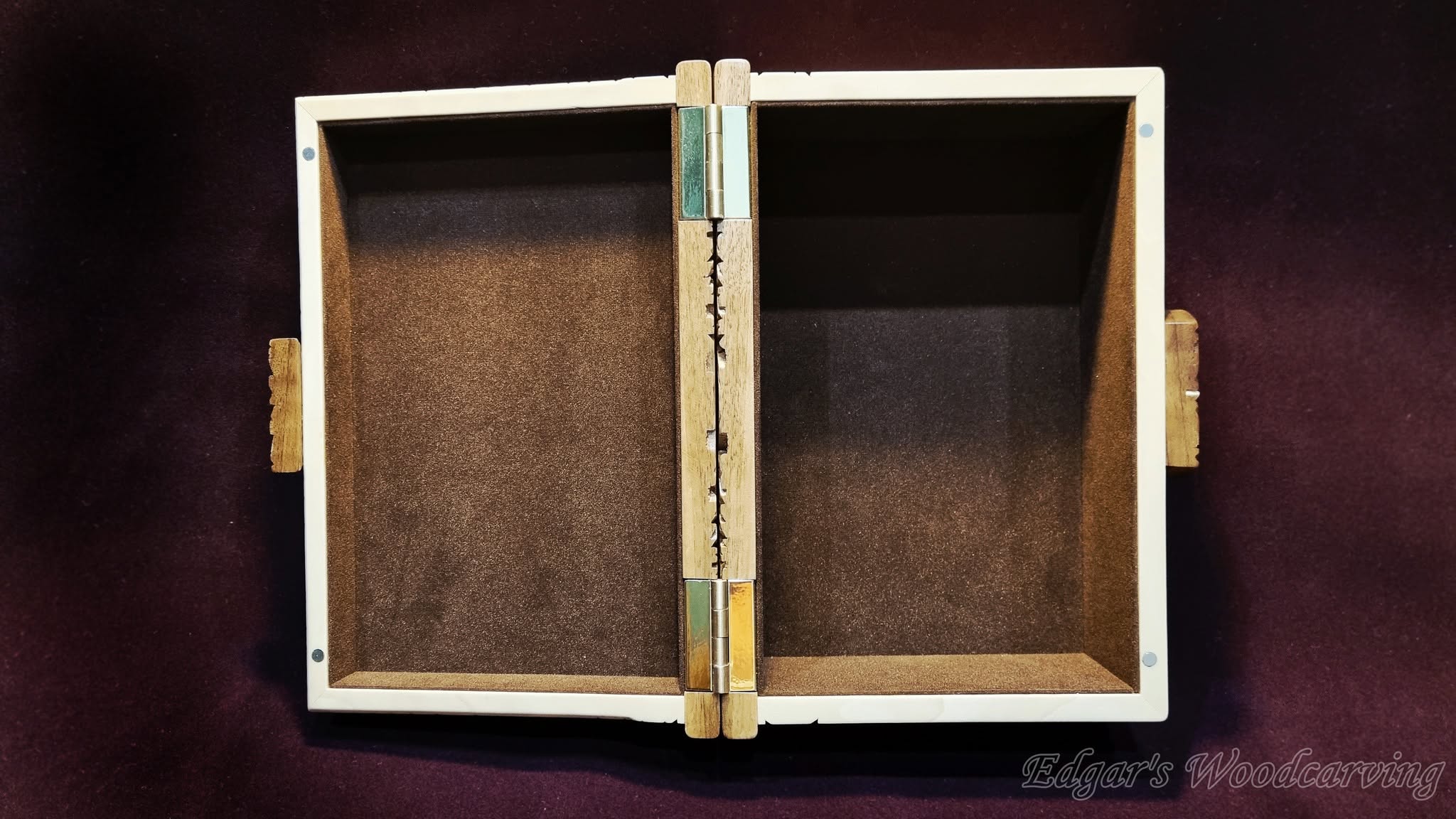 Open box — suede-lined interior
