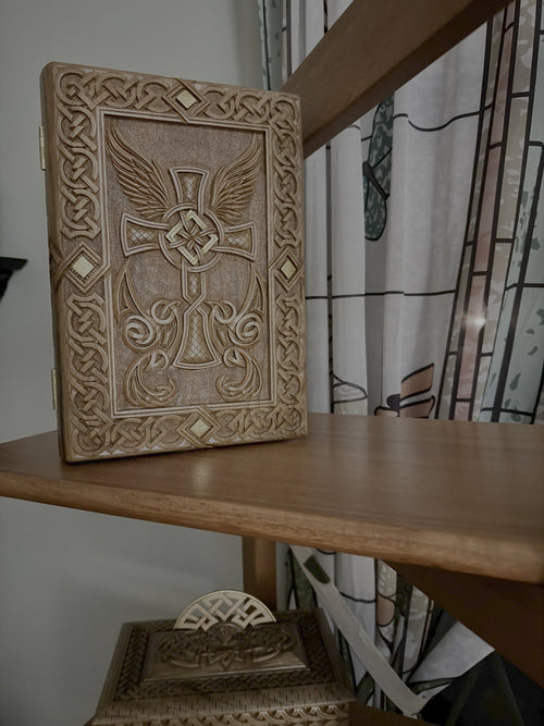 Book Box — hand-carved Armenian khatchkar book box, Edgar Hovhannisyan collaboration