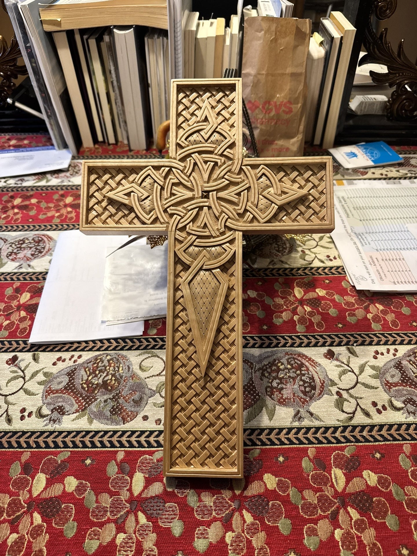Cross Your Celtic Heart — hand-carved Celtic cross in ash