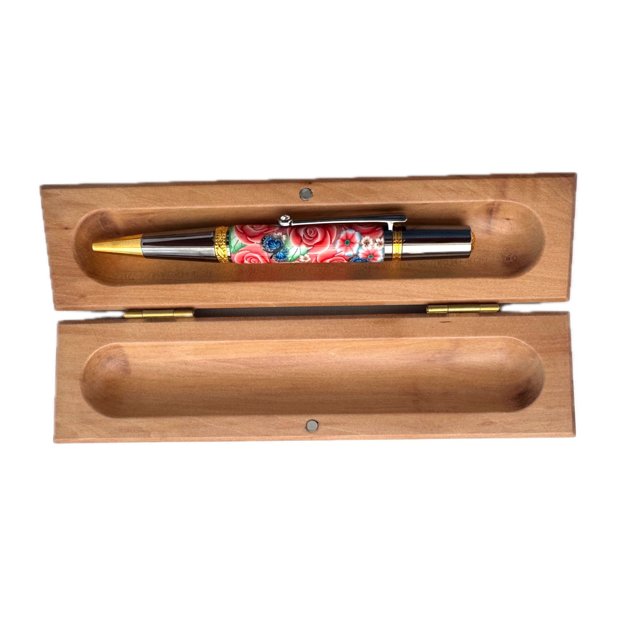 Pen Box with Millefiore Clay Pen — Walnut & Hornbeam