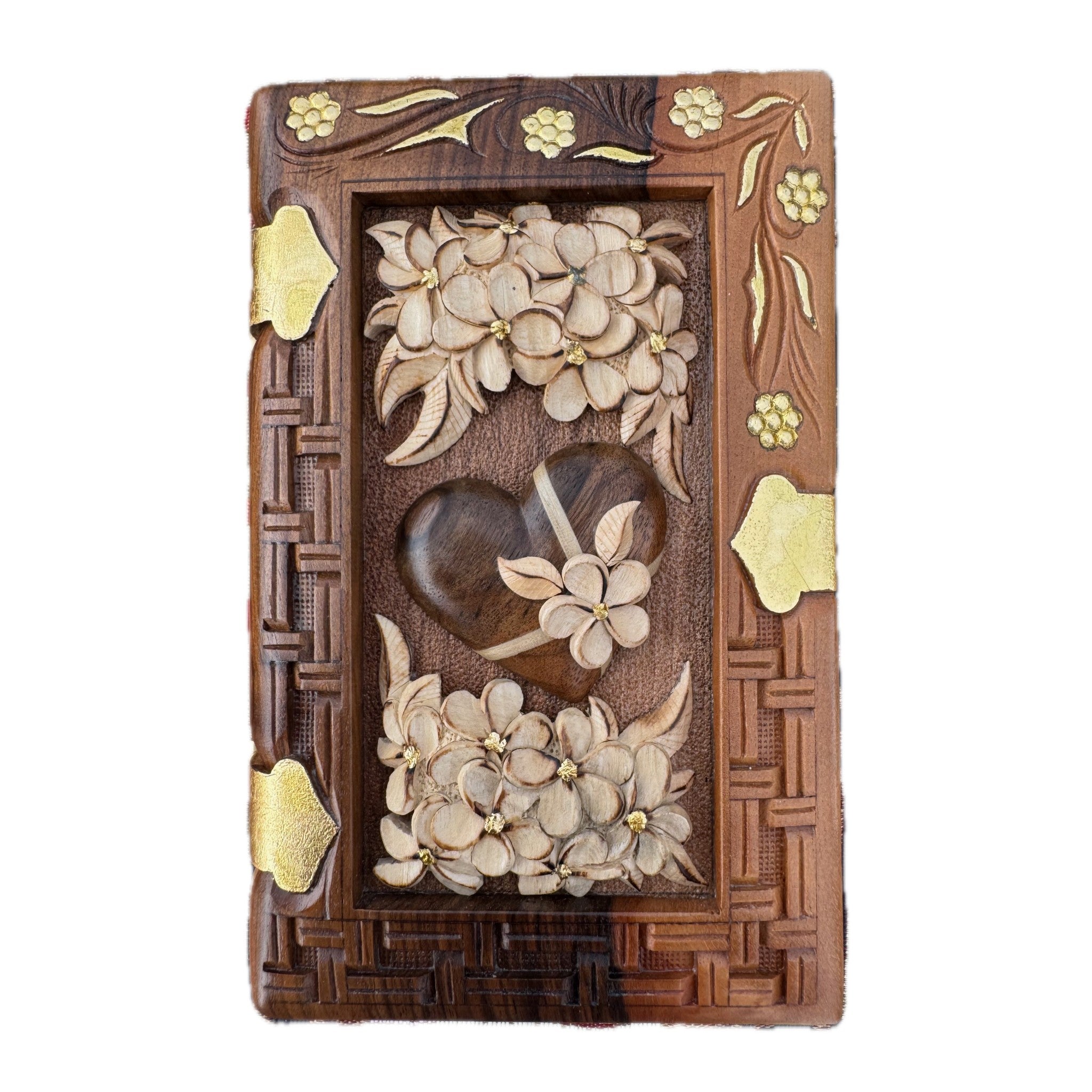 Flowers & Heart Small Box — Walnut & Hornbeam