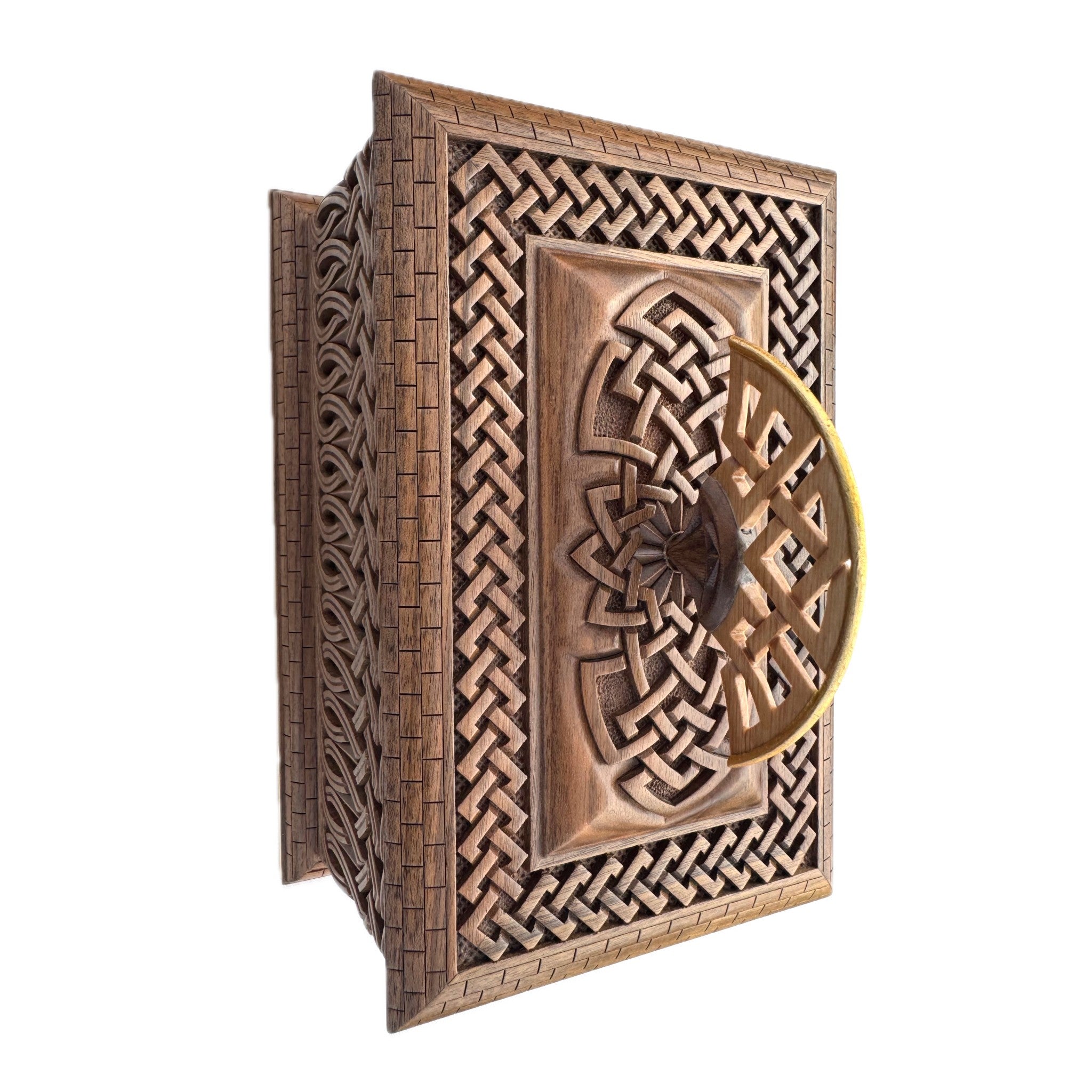 Medium Box with Fan Handle — Walnut & Hornbeam