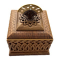 Small Ring Box with Fan Handle — Walnut & Hornbeam