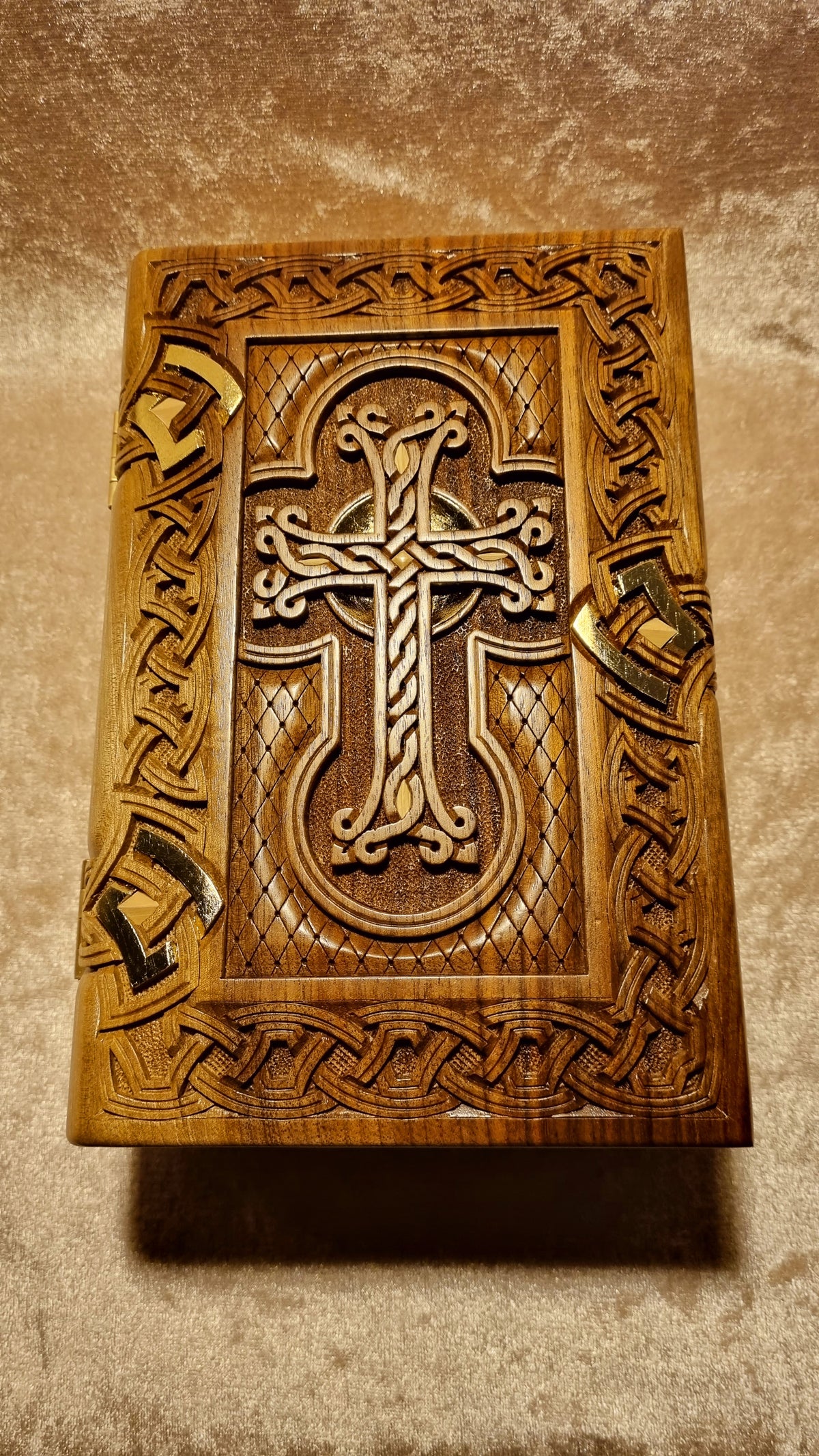 Khachkar Book-Box with Gold Corners by Edgar Hovhannisyan