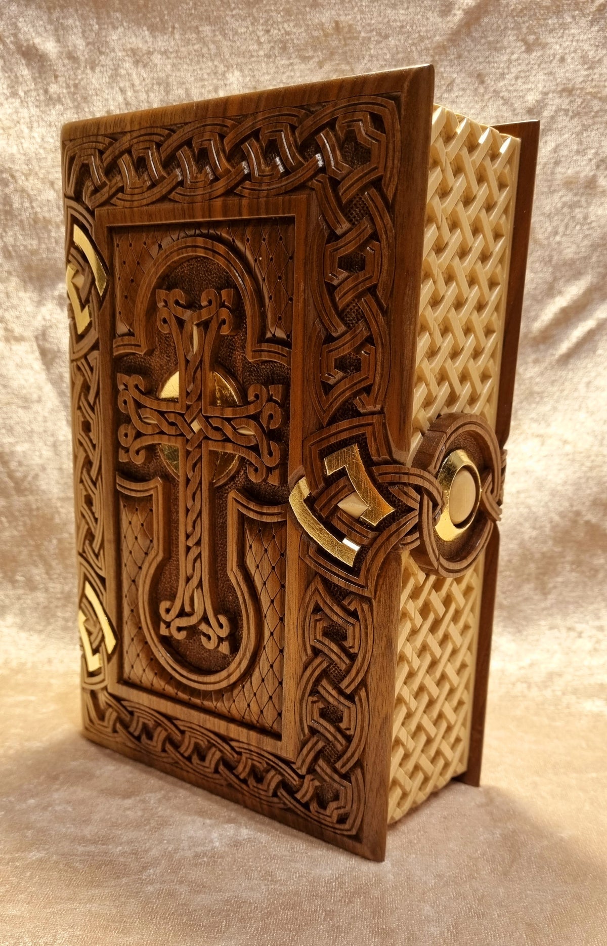 Khachkar Book-Box with Gold Corners by Edgar Hovhannisyan