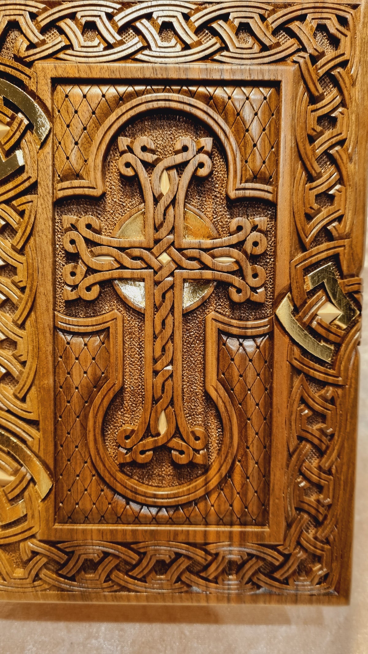 Khachkar Book-Box with Gold Corners by Edgar Hovhannisyan