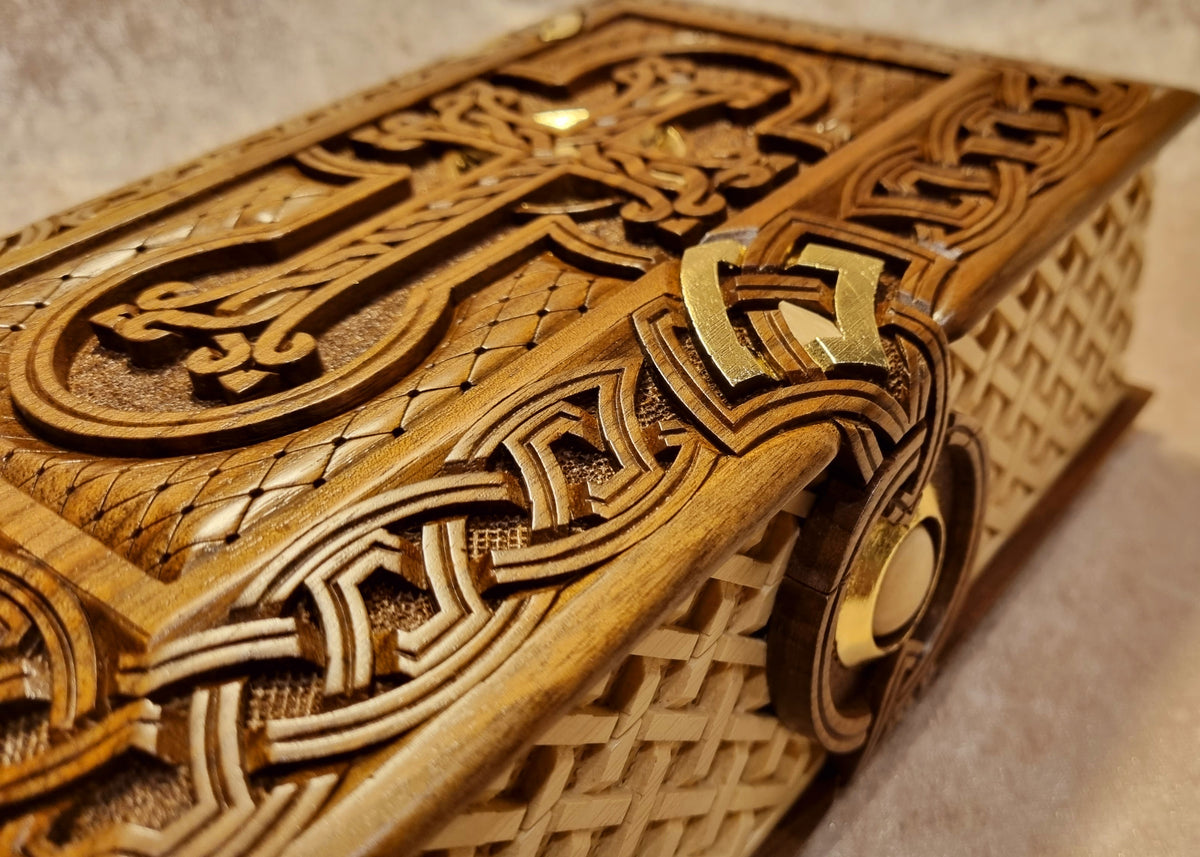 Khachkar Book-Box with Gold Corners by Edgar Hovhannisyan