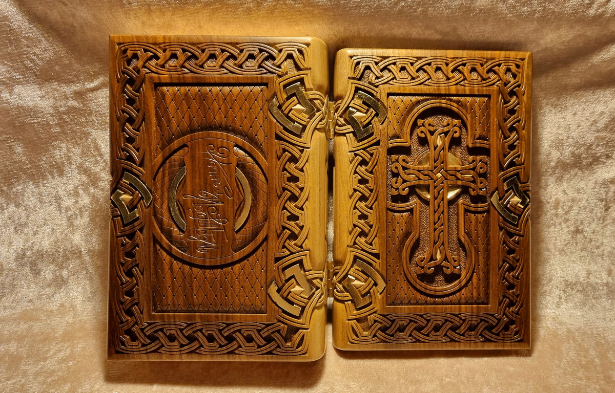 Khachkar Book-Box with Gold Corners by Edgar Hovhannisyan