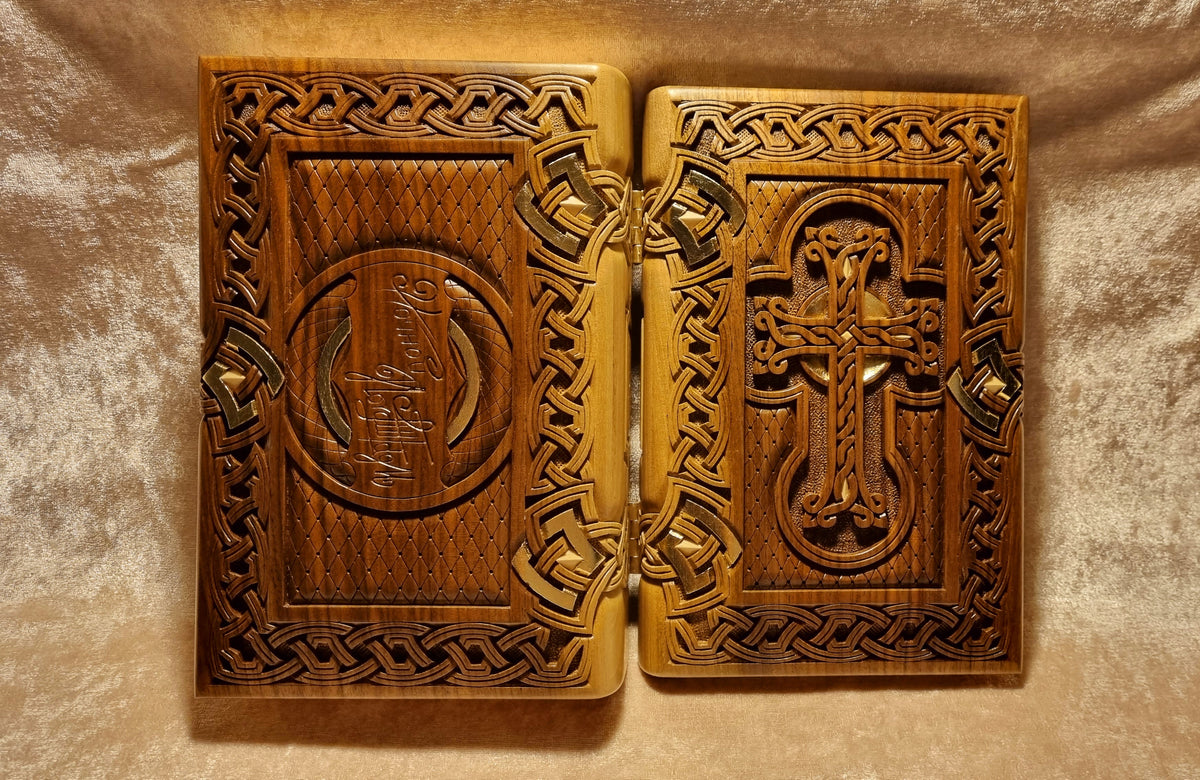 Khachkar Book-Box with Gold Corners by Edgar Hovhannisyan
