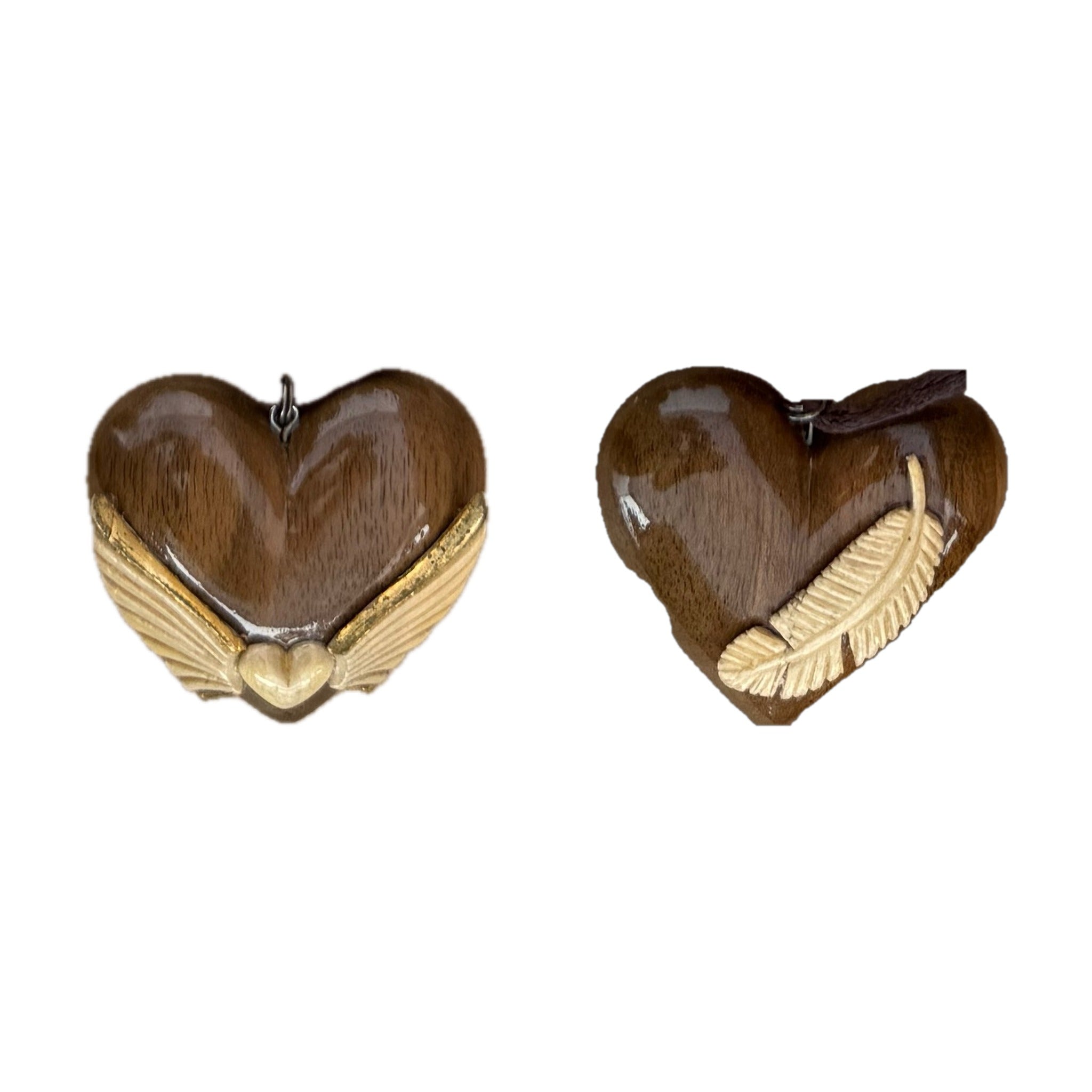 Heart Pendant — two hand-carved walnut designs by Georges Boujakly