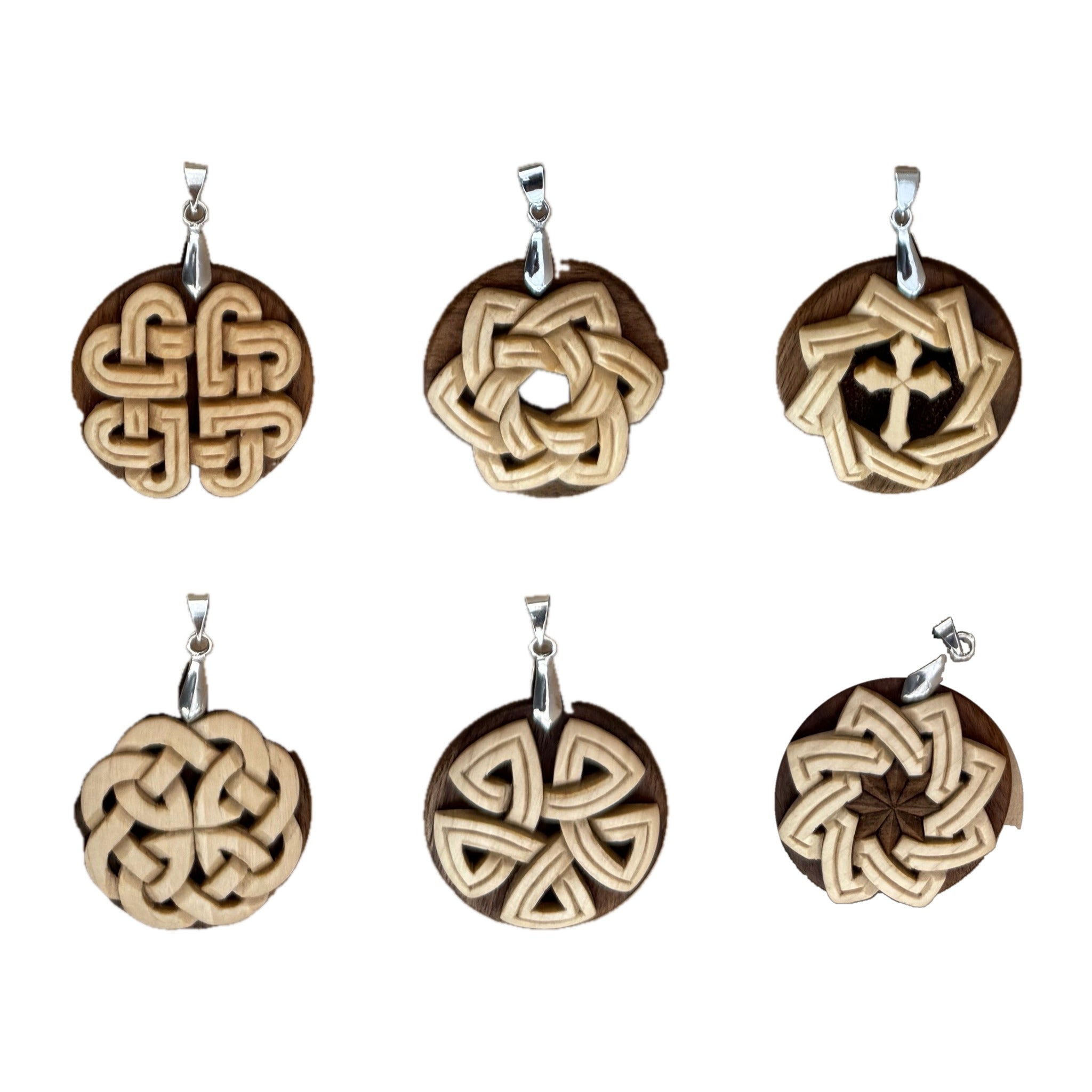 Laced Pendant — six hand-carved knotwork designs by Georges Boujakly