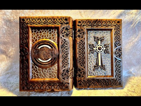 Edgar carving the gold-leaf Book Box