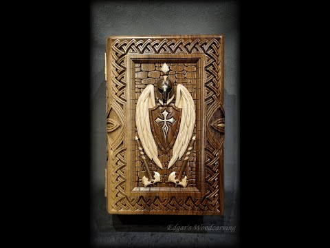 Edgar carving the Angel Knight Guardian book-box
